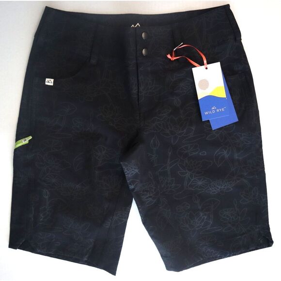 Wild Rye Women's Sz 6 Black Lotus Greyscale Freda 7" Bike Shorts - Picture 1 of 9